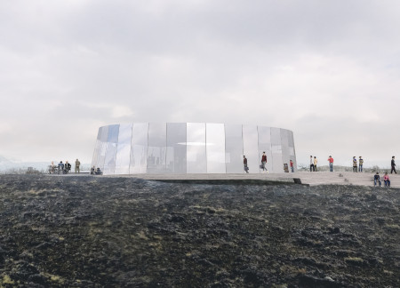 Elliptical Visitor Center Integrating Photovoltaic Glass and Natural Timber in the Dimmuborgir Lava Fields