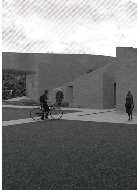 Staggered Roof Forms and Privacy Windows in a Community-Focused Guest House