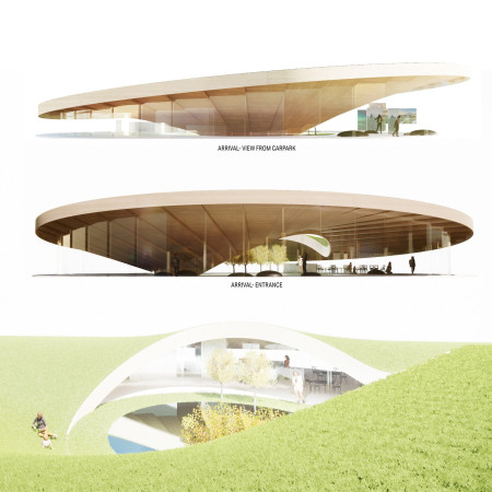 Timber Structure with Hydrotech Garden Overlooking Lava Fields