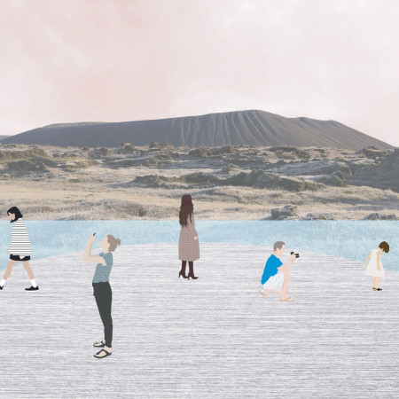 Framing Natural Vistas with Concrete and Striated Iron in a Cultural Hub