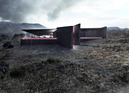 Magma Stones and Steel Structure Shaping Sustainable Exhibition Space