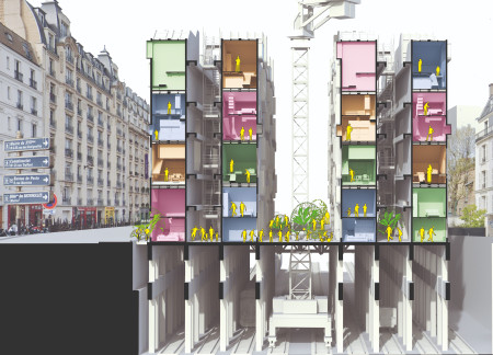 Modular Housing Above Sunken Tracks with Integrated Community Spaces