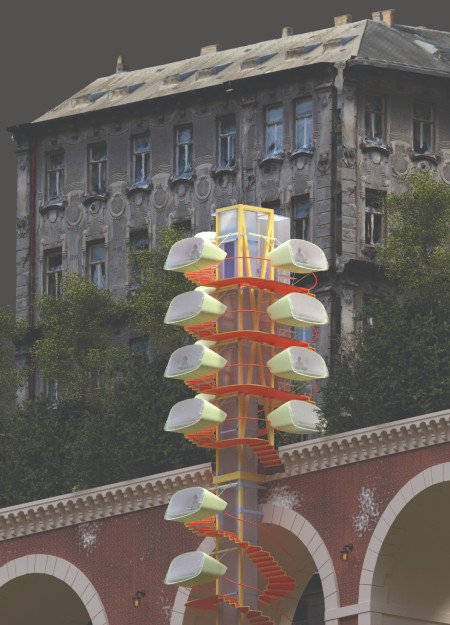 Elevated Living Pods Within Historical Railway Infrastructure