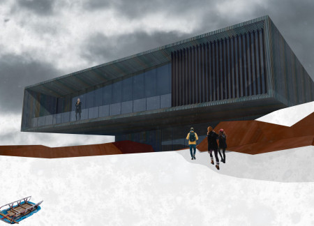 Corten Steel and Geothermal Harmony in Volcanic Educational Spaces