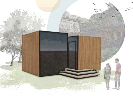 Cedar Wood Warmth with Corrugated Steel in Micro Home Design