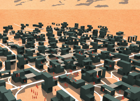 Rooftop Community Spaces Built with Steel and Reinforced Concrete for Temporary Worker Accommodation