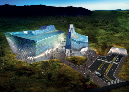 Curvilinear Spaces Enhanced by Fat Wall System in a Volcanic Landscape