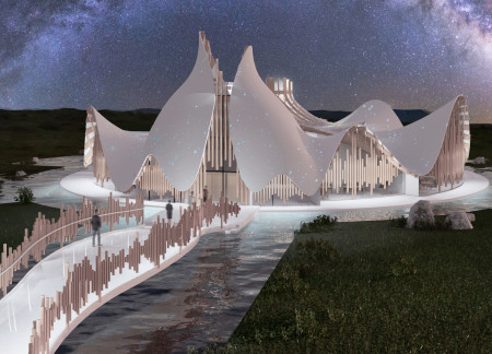 Seismic Waves Captured in Laminated Timber Form with Geology-Focused Public Space