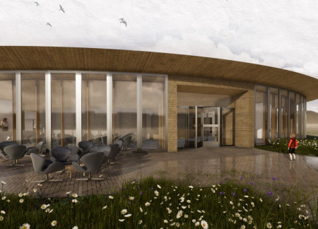 Magma Viewpoint and Double Glass Facade in Volcanic Landscape Museum