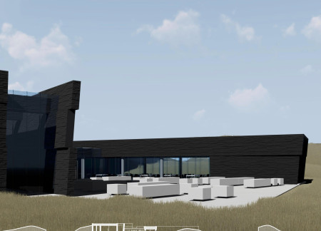 Integration of Glass and Stone Within Volcanic Landscape