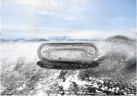 Luminous Alumina Vessel Capturing Icelandic Auroras