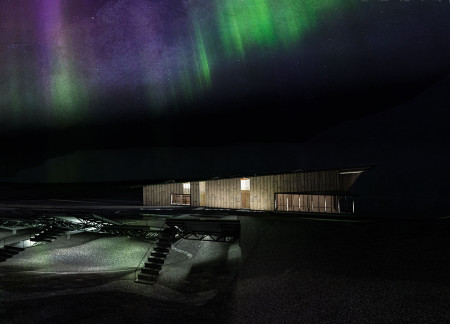 Corten Sheltered Platform with Basalt Integration for Contemplative Space