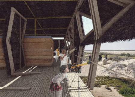 Rammed Earth and Thatch Visitor Center Enhancing Awareness of Local Wildlife