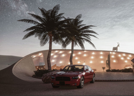 Desert Retreat Crafted from Local Stone and Concrete with Celestial Alignment