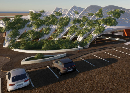 Rammed Earth Walls Framing Wetland Views in an Educational Visitor Center