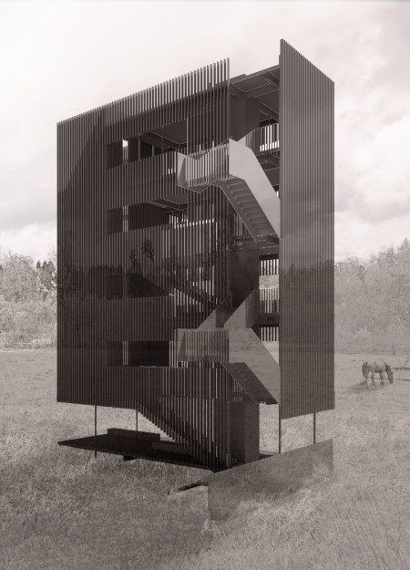 Cantilevered Observation Platform with Sustainable Steel and Concrete Integration