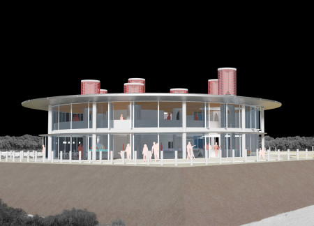 Chimney Ventilation and Glazed Form in Ecological Visitor Center