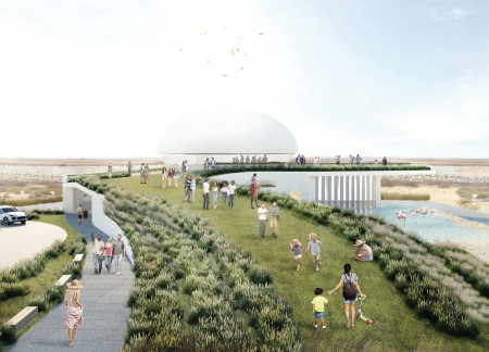 Living Roof and Natural Cooling Within a Visitor Center Exploring Wetland Ecology