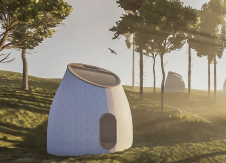 Circular Retreat Utilizing Laminated Wood and Zenithal Light