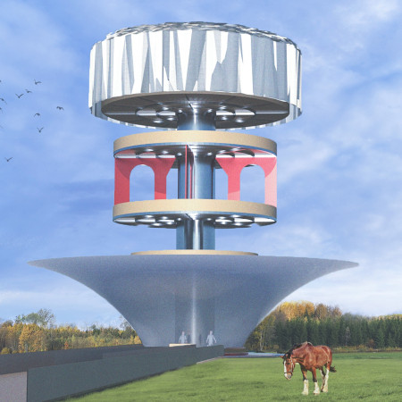 Light-Filled Tower with Iron Core Promoting Nature Connection