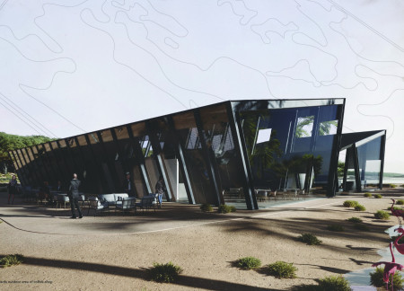 Flamingo-Inspired Wind Towers with Rammed Earth Facades for Enhanced Visitor Engagement