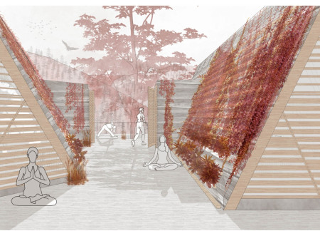 Sustainable Retreat with CLT Cabins and Community Gardens