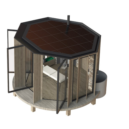 Octagonal Retreat Crafted with Sustainable Local Stone and Triple-Glazed Windows