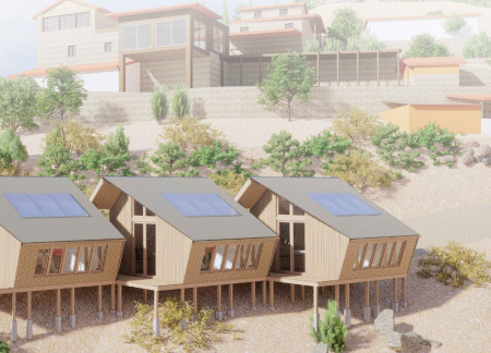 Timber-Clad Retreat Featuring Sustainable Water Reservoirs in a Serene Valley