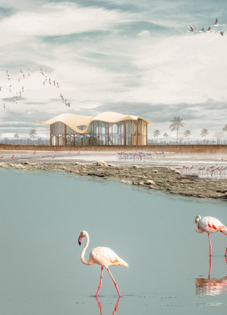 Flamingo-Inspired Arches Enhance Ventilation in Cultural Multi-Purpose Space