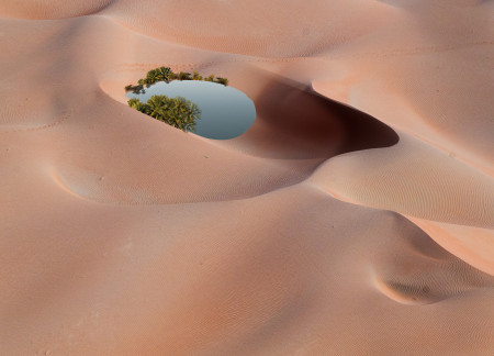 Curved Design with Biodegradable Wood in Desert Lodges