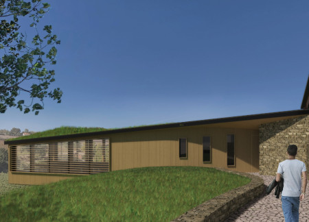 Timber-Framed Winery with Curvilinear Form and Green Roof