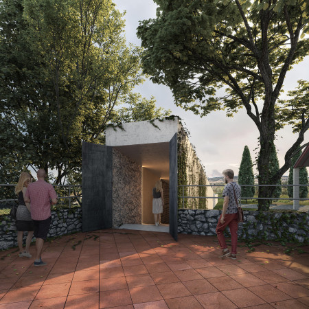 Rotating Views and Tactile Engagement in Cork and Limestone Tasting Space