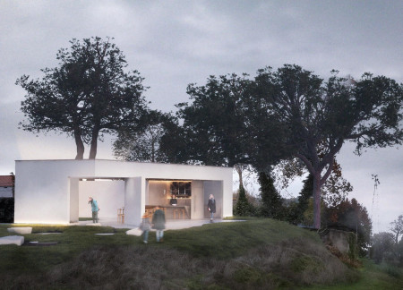 Panoramic Glazing and Eco-Friendly Concrete in a Sustainable Tasting Room Design