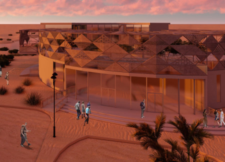 Curvilinear Structure Embracing Recycled Concrete and Natural Ventilation Within a Wetland Ecosystem