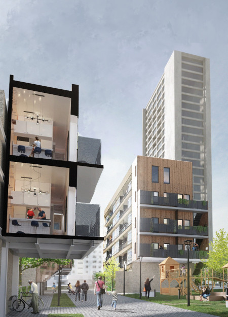 Balconies and Mezzanines Emphasizing Plywood in Efficient Micro-Dwellings