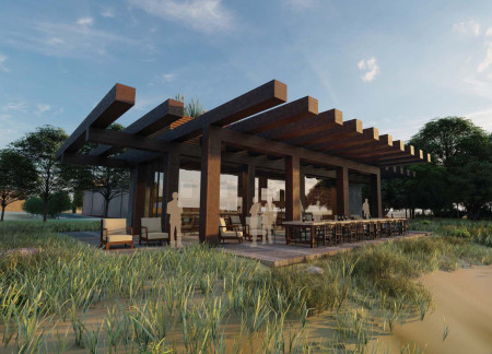 Timber Roof Frame Enhances Vineyard Views in Sustainable Tasting Space