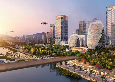 Adaptive Sunshade Towers Embracing Natural Views Near the River