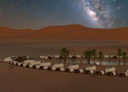Inflatable Fabric Structures for Desert Water Collection and Community Living