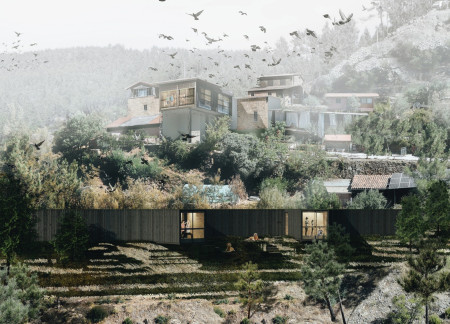 Curved Wooden Walls and Prefabricated Modules in a Sustainable Retreat