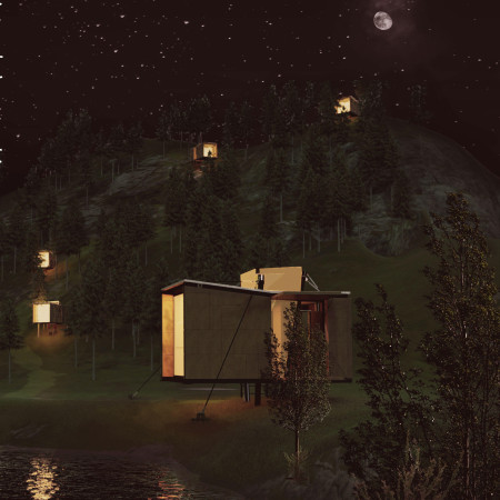 Cork-Structured Retreat Featuring a Reverse Pyramid for Mindful Engagement