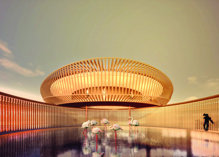 Circular Volumes and Water Courtyards Enhancing Visitor Experience in a Nature Reserve