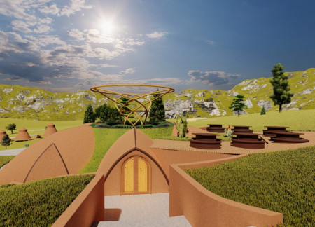 Cave-Inspired Living with Paper Tube Structure and Community Engagement