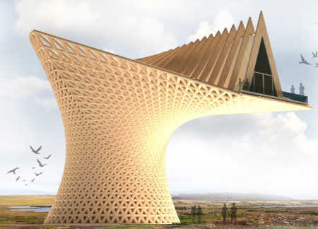 Twisted Observation Tower Featuring Sustainable Timber and Expansive Glazing