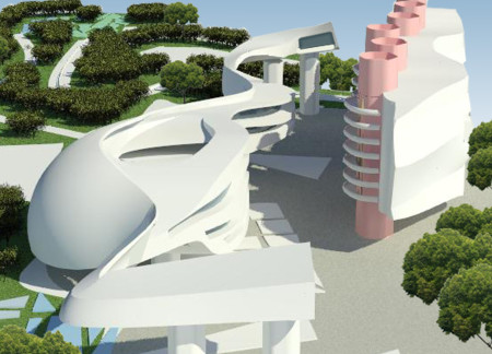 Mosaic Tiles and Spiral Seating Forms a Living Community in Nature