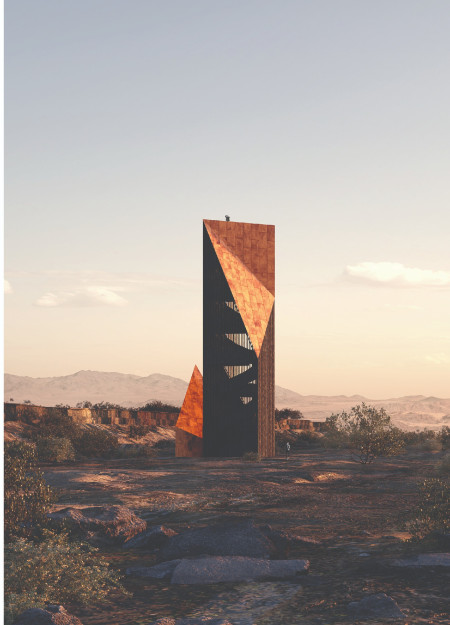 Corten Steel Structure Embracing Natural Fissures with Geothermal Access