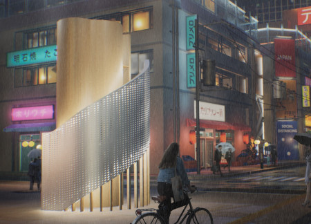 Wooden Pavilion with Spiraling Steps for Community Meditation