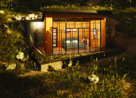 Cork Insulation and Reinforced Concrete Pods Integrated into a Natural Landscape for Wellness Retreat