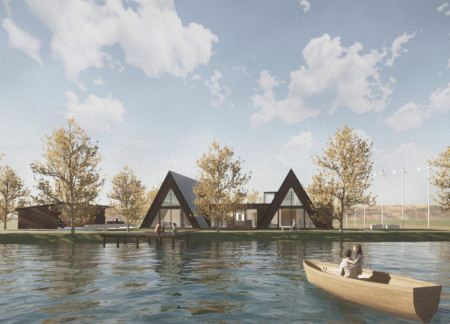 Wood Fiber Insulation in a-Frame Homes Designed for Community and Nature