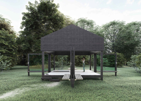 Nature-Integrated Space with Acrylic Windows and Flexible Features