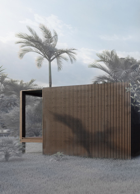 Ventilated Retreat Embracing Nature Through Screen-Shaped Walls